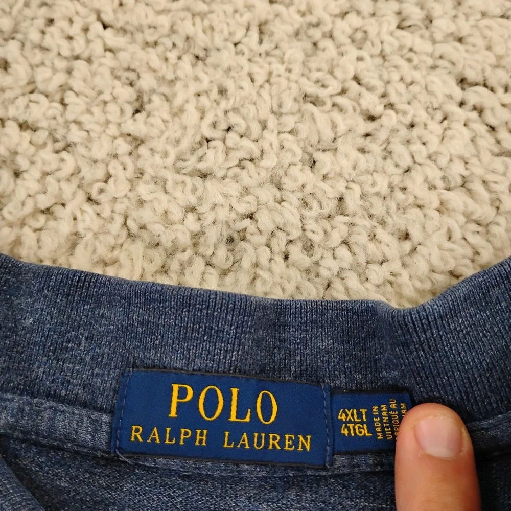 Polo Ralph Lauren Shirt Mens 4XLT Blue Logo Preppy Rugby Casual Pony 90s A4*